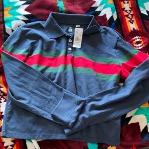 PacSun Cropped navy blue collared shirt